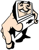 graphic of a computer user
